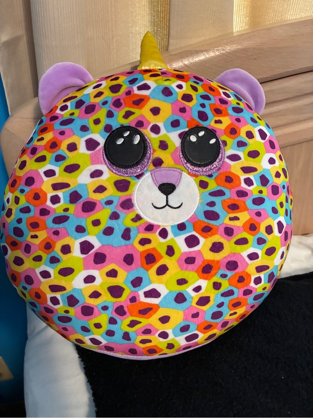 Ty Colorful Leopard Print Unicorn Plush Pillow - Picture 1 of 8